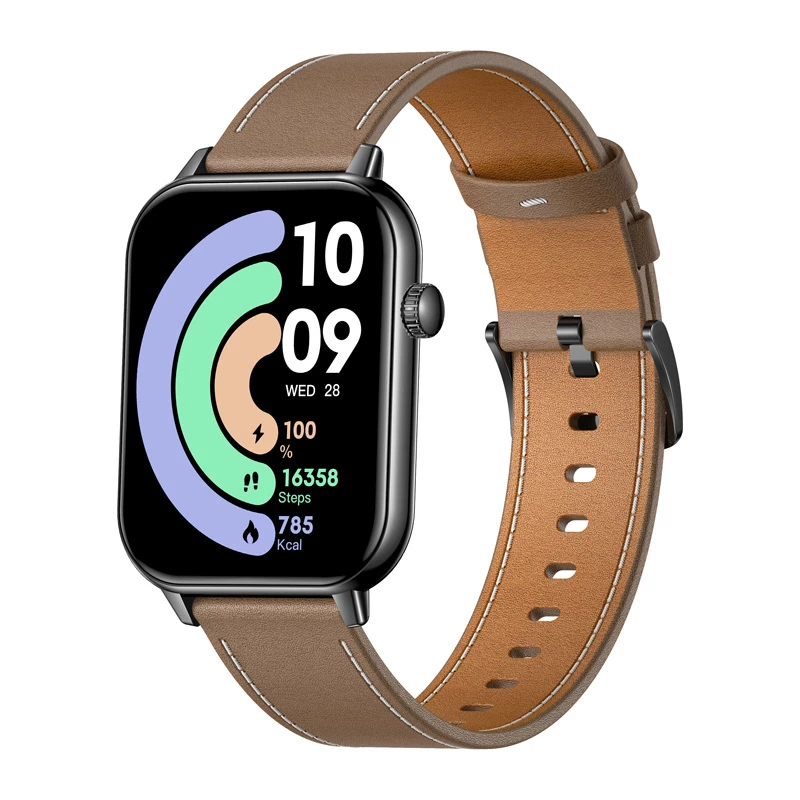 COLMI C28 Smartwatch – preto + bracelete de couro castanho