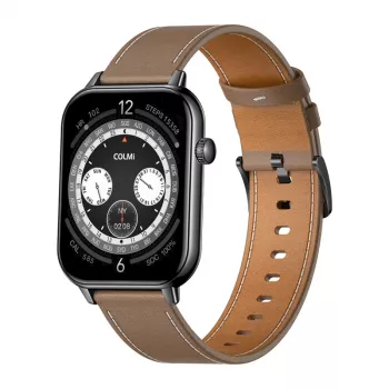 COLMI C28 Smartwatch – preto + bracelete de couro castanho
