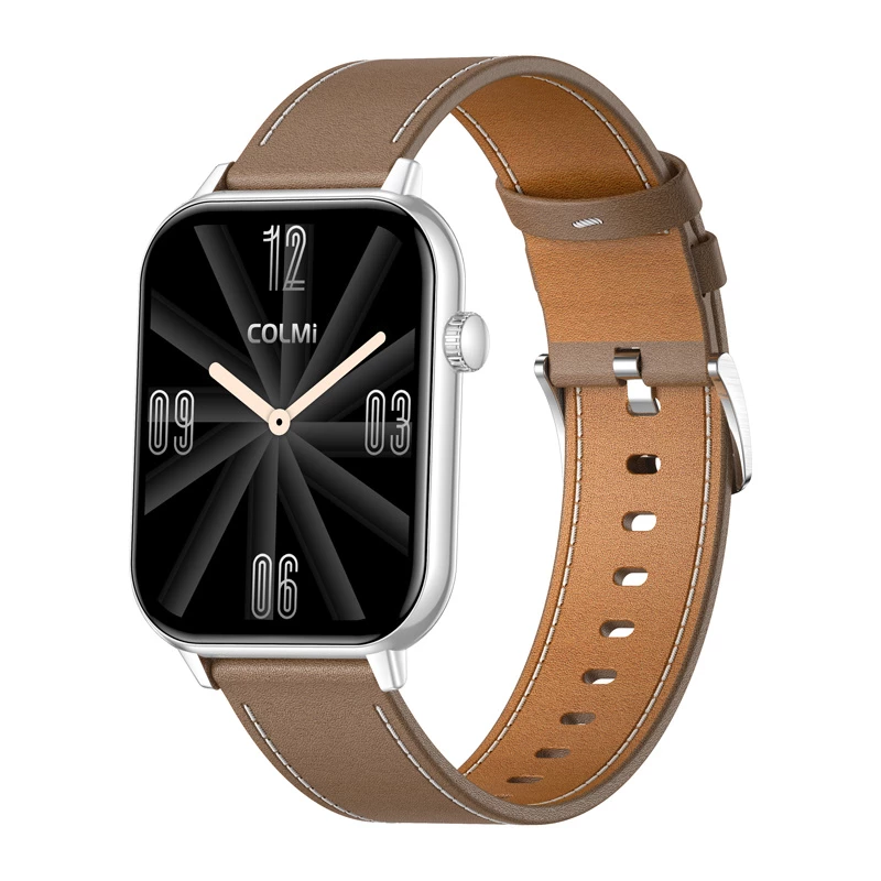 COLMI C28 Smartwatch – prateado + bracelete de couro castanho
