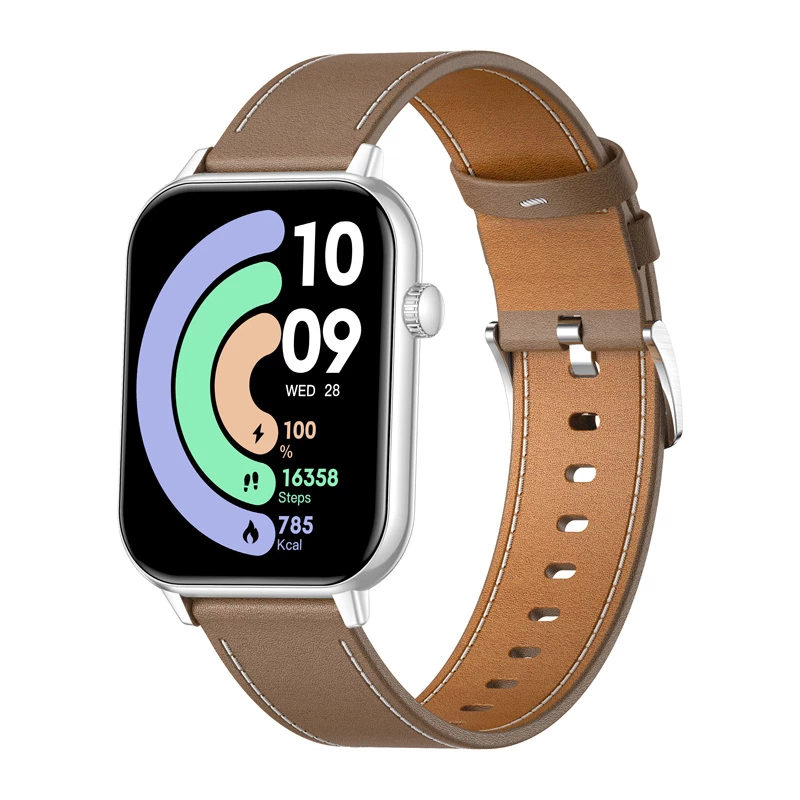 COLMI C28 Smartwatch – prateado + bracelete de couro castanho