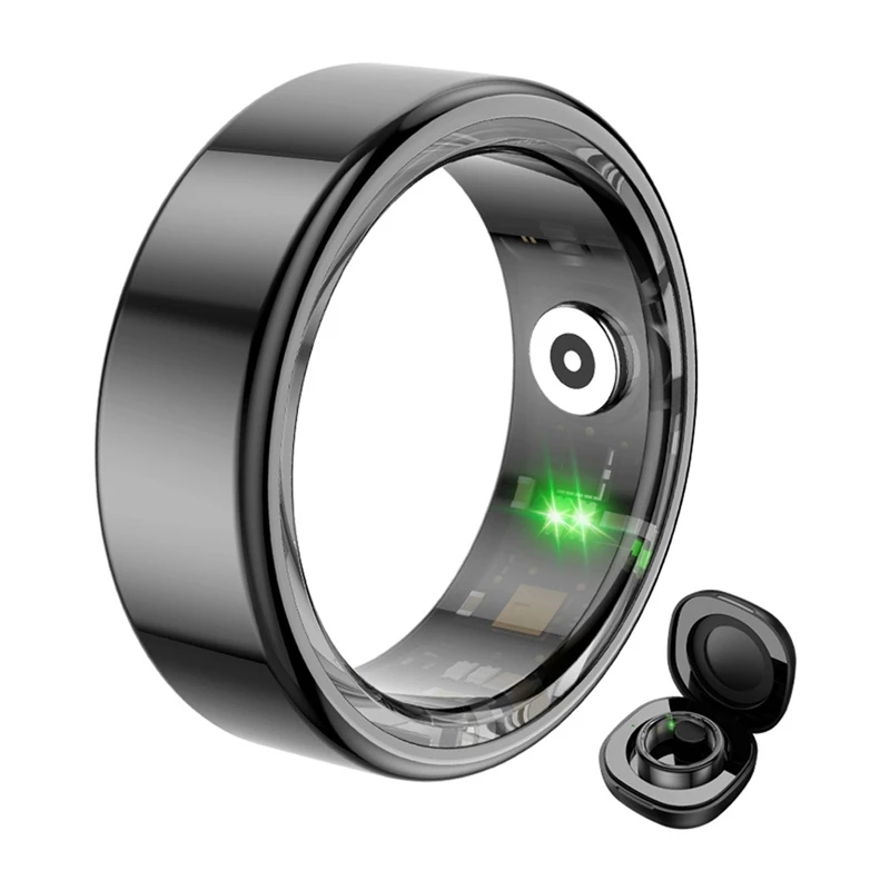 COLMI R02 Smart Ring tamanho 12 21,3 mm preto com estojo de carregamento