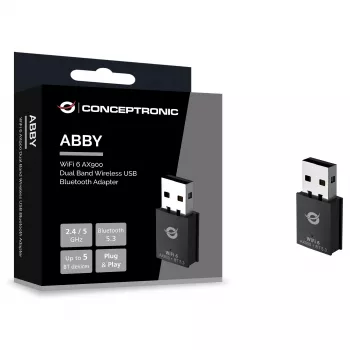 Adaptador Conceptronic ABBY26B WiFi 6 AX900 Dual-Band USB e Bluetooth 5.3