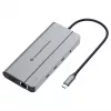 Docking station Conceptronic DONN34G 10 em 1 USB 3.2 Gen 2 MST, 4K60Hz HDMI, 8K30Hz DisplayPort, GbE, USB-C 10Gbps x 3, USB-A 480Mbps x 2, áudio, 100W USB PD