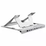 Suporte para portátil Conceptronic DONN35S com docking station USB-C 7 em 1, Dual-HDMI 4K60Hz, GbE, USB-C 5Gbps, 2x USB-A, 100W PD, prateado
