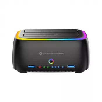 Conceptronic DONN36B dock para HDD/SSD SATA de 2 baías, USB 3.0, 2x USB-A, preto