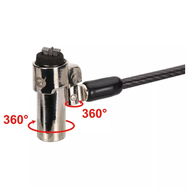 Cadeado de segurança para portátil Conceptronic NBT Nano-Lock Dual, 4 dígitos, cabo de aço 1,8 m, preto/prateado