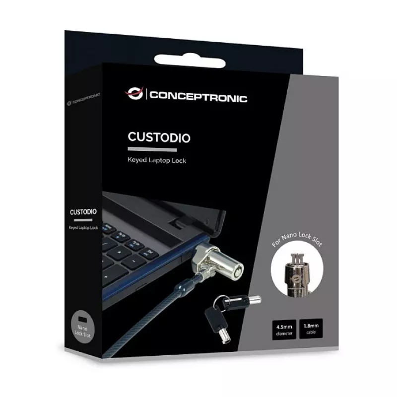 Conceptronic NBT cadeado de combinação para portátil com ranhura de segurança Nano 1,8 m