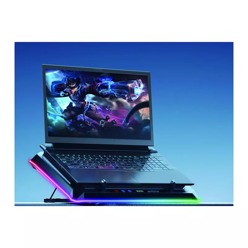 Conceptronic THYIA03B Base de arrefecimento USB-C para portátil com suporte para smartphone, RGB, 12V
