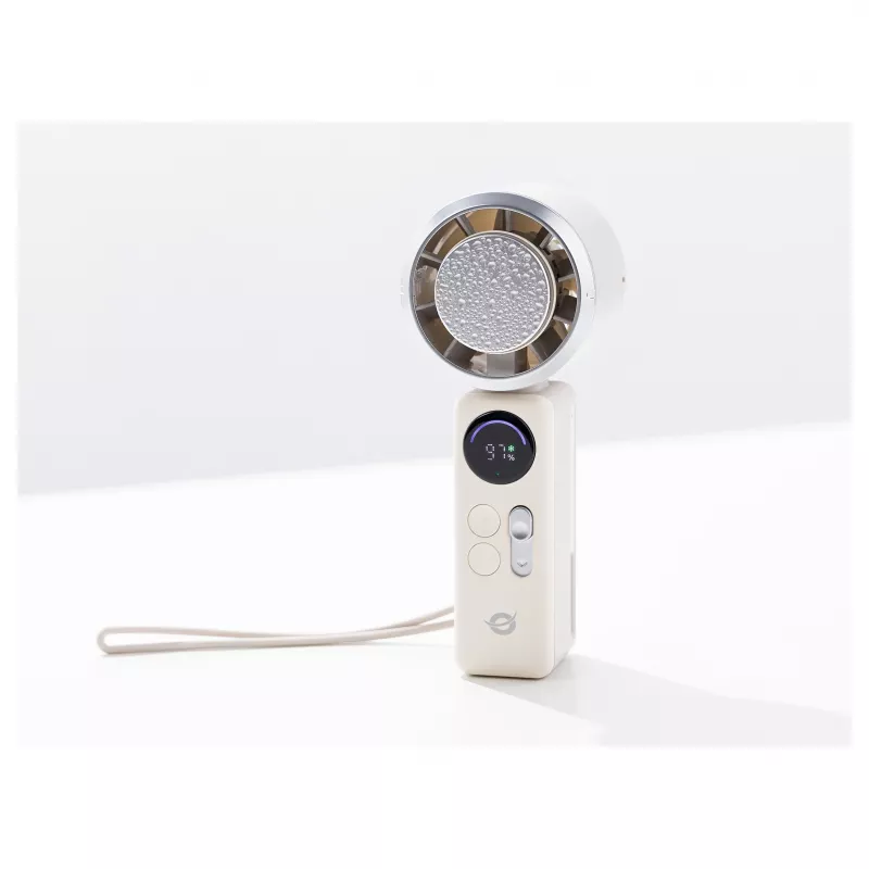 Ventilador de mão Conceptronic Turbo com placa de arrefecimento, creme