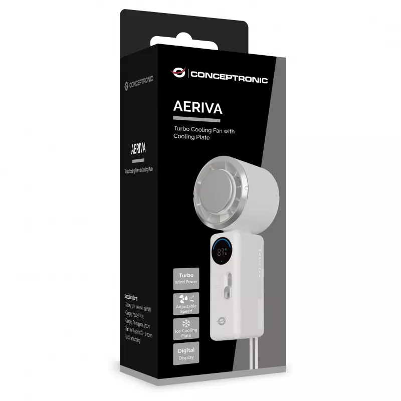 Ventilador de mão Conceptronic Turbo com placa de arrefecimento, creme