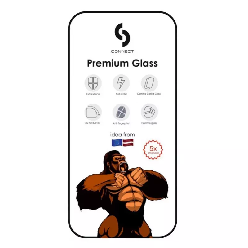Connect Apple iPhone 14 Pro Corning Gorilla Glass Anti-Static 3D Full Cover 5X mais resistente preto