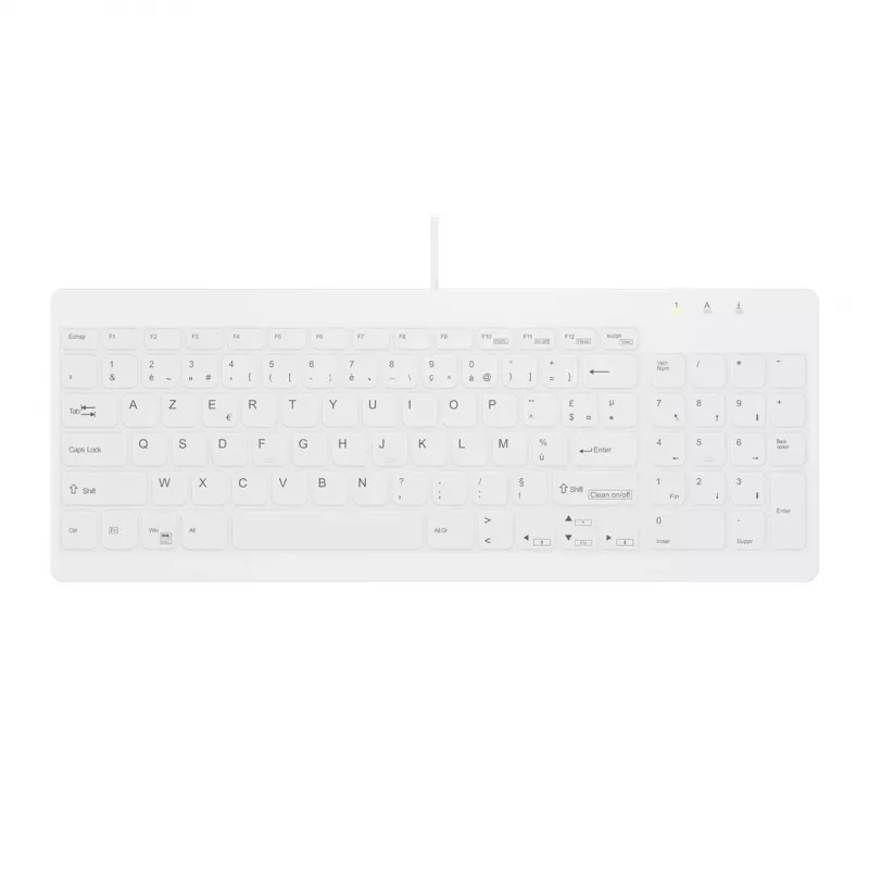Contour ACTIVE KEY Hygiene Compact Teclado USB com fio ultrafino Preto (AK-C7012F-UVS-W/FR)