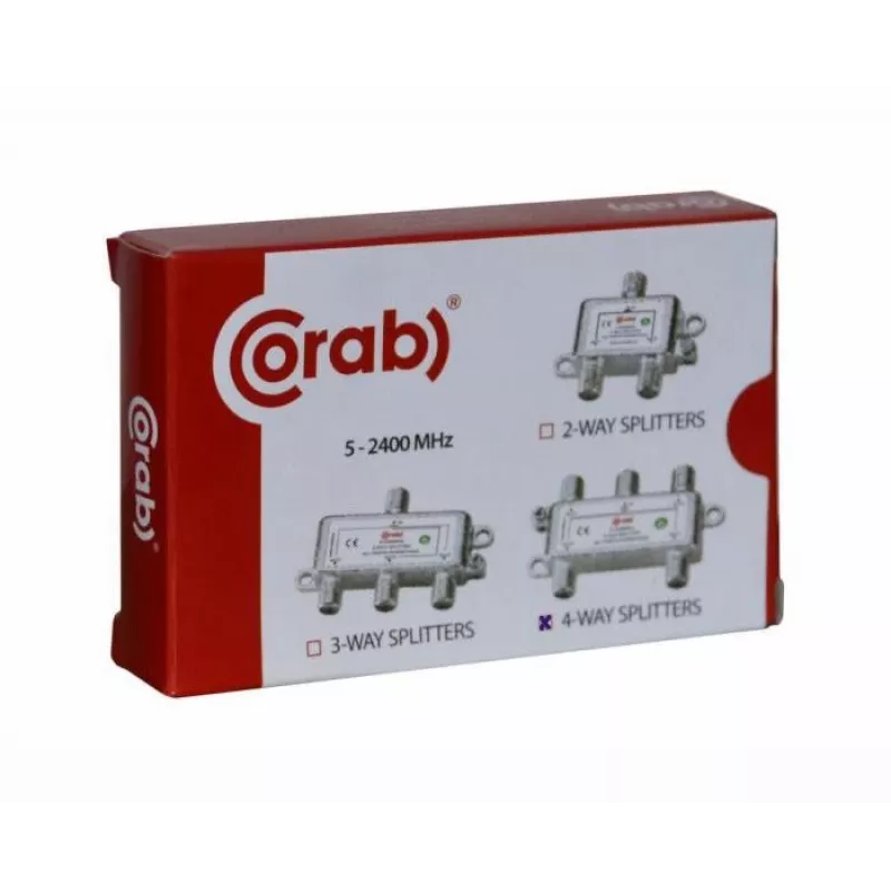 Distribuidor de sinal TV/SAT CORAB de 4 vias 5-2400 MHz com passagem DC