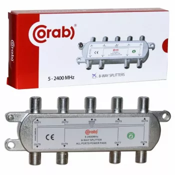 CORAB distribuidor de 8 vias 5-2400 MHz com passagem DC