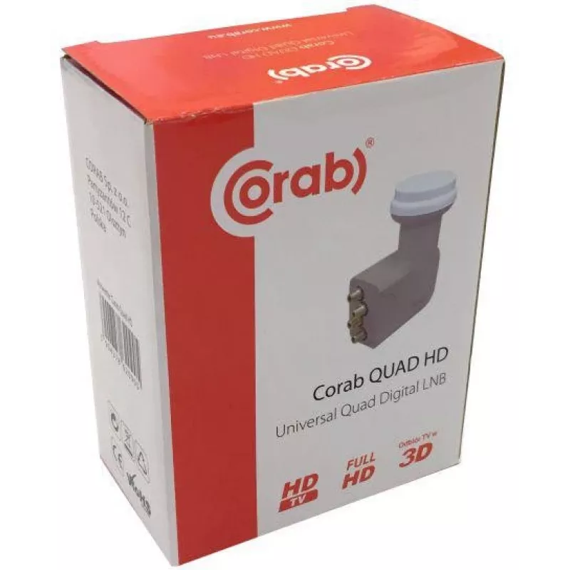 CORAB Universal Quad LNB – 4 saídas, figura de ruído 0,1 dB, feedhorn 40 mm