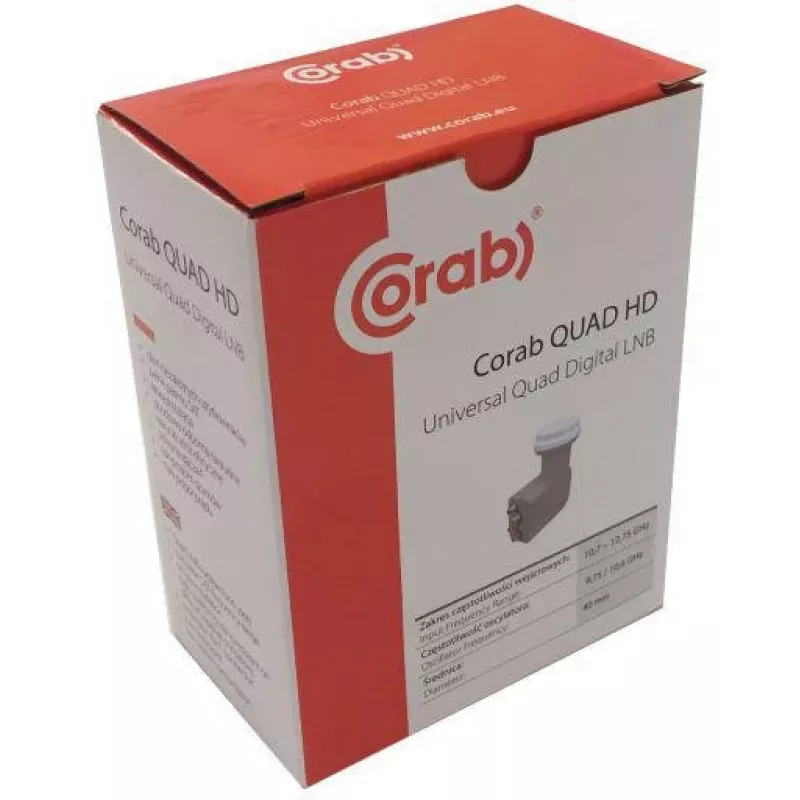 CORAB Universal Quad LNB – 4 saídas, figura de ruído 0,1 dB, feedhorn 40 mm