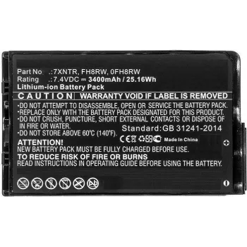 CoreParts MBXDE-BA0184 Bateria de substituição para Dell Latitude 12 7202 / 7202 Rugged Tablet - 7,6V 3400mAh 25,84Wh Li-Ion 2 células Preto