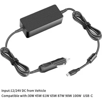 CoreParts MBXUSBC-DC0004 Carregador de automóvel USB-C para portáteis, 100 W, Preto