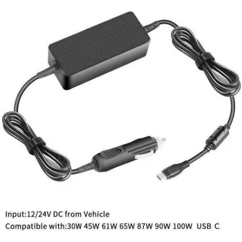 CoreParts Carregador de automóvel USB-C 100W 5V2A-20V5A USB PD3.0 - Fonte de alimentação para PC/servidor (40AK0065WW-CP)