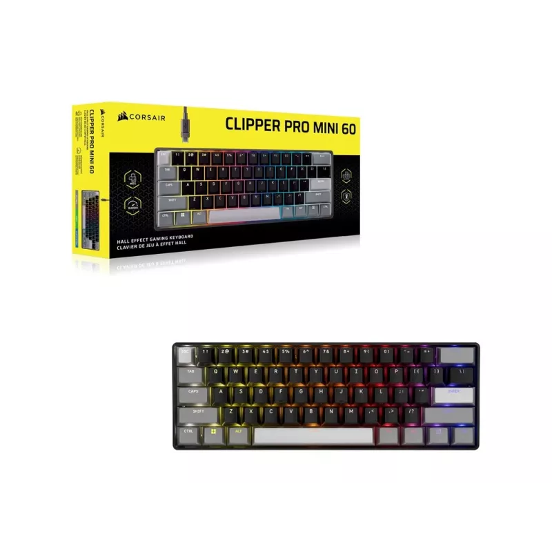 Teclado gaming CORSAIR CLIPPER PRO MINI 60 Hall Effect preto