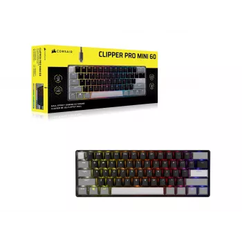 Teclado gaming CORSAIR CLIPPER PRO MINI 60 Hall Effect preto
