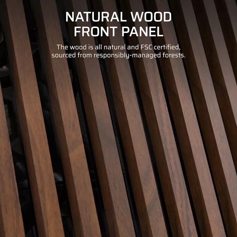 Corsair FRAME 5000D WOOD RS Caixa de PC mid-tower, preto/nogueira, E-ATX, ATX, Micro-ATX, Mini-ITX, aço/vidro temperado/plástico/madeira de nogueira, gaming