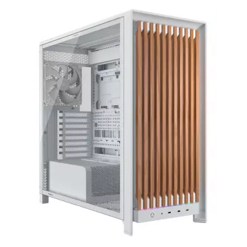 Corsair FRAME 5000D WOOD RS Caixa de PC Mid-Tower, branco/nogueira, vidro temperado, ATX, E-ATX, Micro-ATX, Mini-ITX, aço/plástico, Gaming