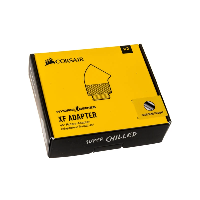 Corsair Hydro X Series Adaptador rotativo 45° G1/4 macho para G1/4 fêmea - Pack de 2, Chrome