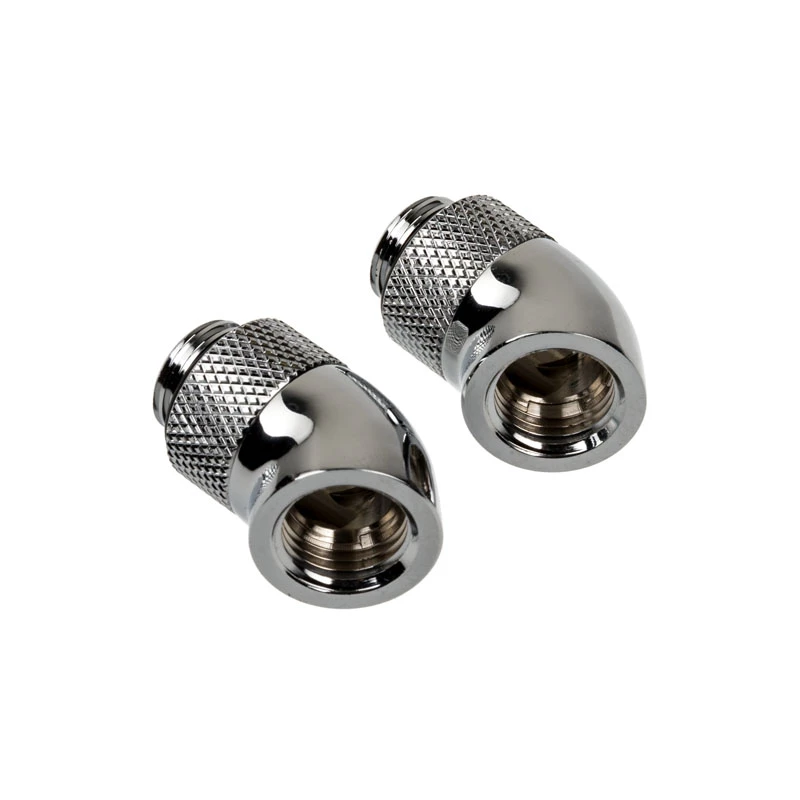 Corsair Hydro X Series Adaptador rotativo 45° G1/4 macho para G1/4 fêmea - Pack de 2, Chrome
