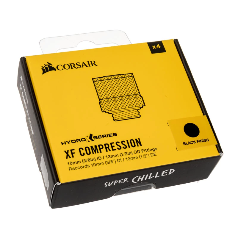 CORSAIR Hydro X Series XF compressão, reta G1/4 inch rosca macho para 13/10mm tubo flexível, preto – pack de 4
