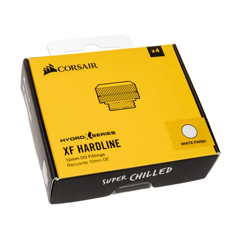 Corsair Hydro X Series XF Hardline 12mm OD Fitting - Branco (Pack de 4)