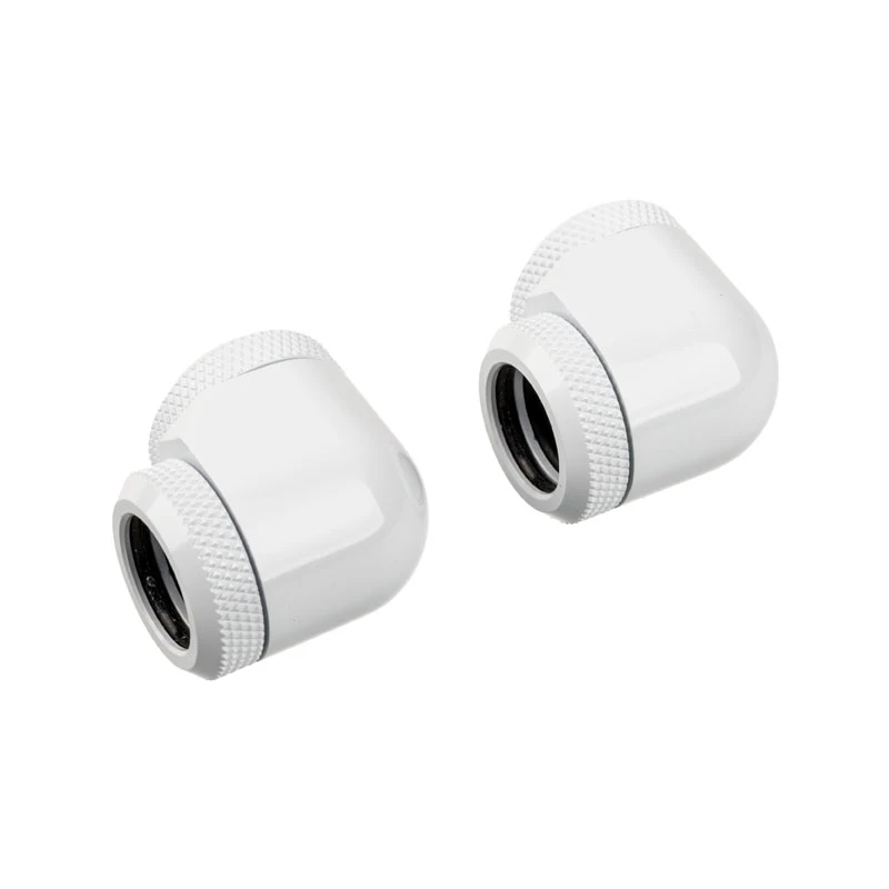 Adaptador angular Corsair Hydro X Series XF Hardline 90° 14mm OD para refrigeração líquida - branco (pack de 2)