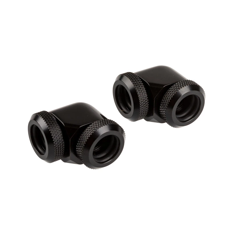 Corsair Hydro X Series XF adaptador Hardline 90 graus 12mm AD para 12mm AD Hardtube, pack de 2, preto