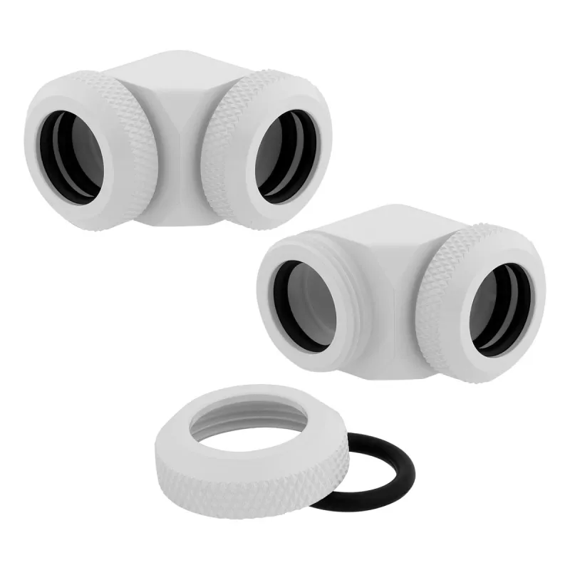 CORSAIR Hydro X Series XF adaptador Hardline 90 graus 12mm OD para 12mm OD Hardtube - pack de 2, branco