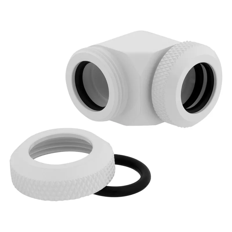 CORSAIR Hydro X Series XF adaptador Hardline 90 graus 12mm OD para 12mm OD Hardtube - pack de 2, branco
