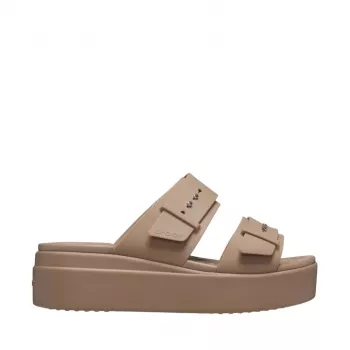 Sandálias de plataforma Crocs Brooklyn Low mulher bege 207431 2Q9 tamanho 38-39
