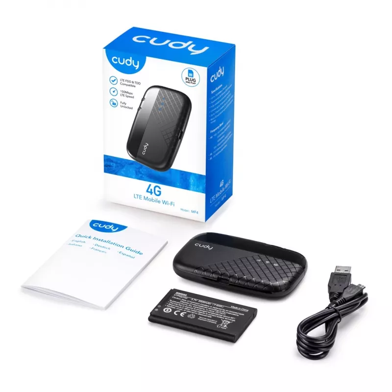 Cudy MF4 router Wi-Fi móvel 4G, Single-Band 2,4 GHz, preto