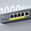 CUDY POE40 switch/extensor PoE de 4 portas com 1 uplink, 802.3af/at, extensão 250m, caixa metálica