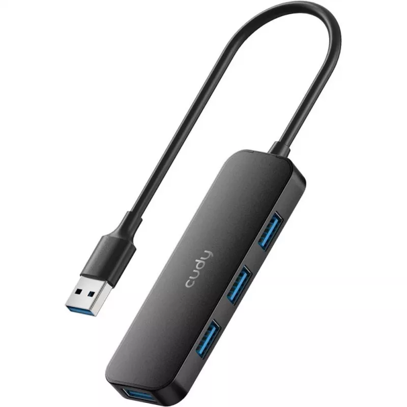 Cudy UH40A PortMate Hub USB-A para 4 portas USB 3.0 5Gbps Apenas dados Plástico Compacto preto