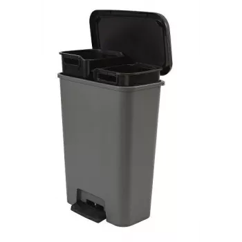 CURVER Decobin Duo Balde de pedal 23+23L Cinzento escuro/Preto