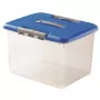 CURVER Hobby Optima caixa de arrumação 30L com tampa e asa, base transparente com tampa azul, 42,8 x 34 x 28,1 cm