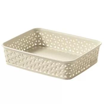 CURVER My Style cesto de arrumação A5 em creme – entrelaçado efeito rattan, empilhável e encaixável