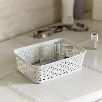CURVER My Style cesto de arrumação A6 em creme, efeito rattan, empilhável