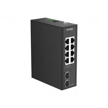 D-Link DIS-100G-10 - switch industrial Gigabit não gerido de 10 portas, 8x RJ45 + 2x SFP