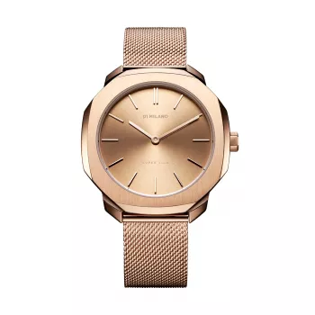 Relógio de bracelete D1 Milano SSML02 Ultra Thin 36 mm mostrador preto aço inoxidável