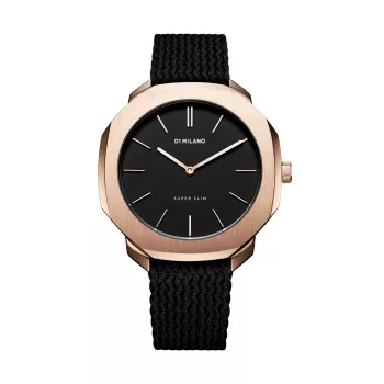 Relógio de pulso D1 Milano SSPL02 unissexo 36 mm aço inoxidável mostrador preto