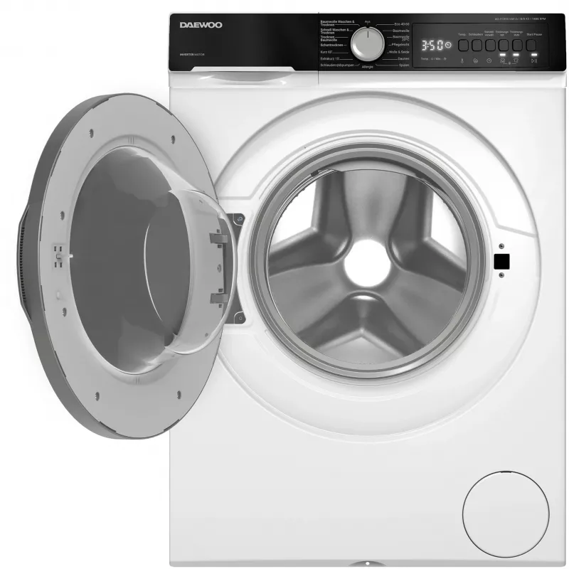 Máquina de lavar roupa de carregamento frontal DAEWOO WD-FC85514W1A-DE, 8 kg, 1400 rpm, branco/preto