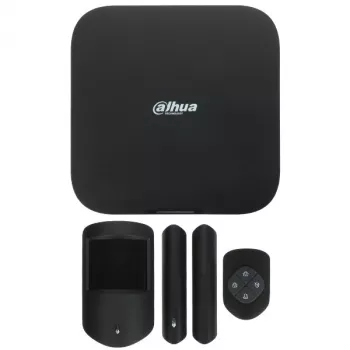 Kit de alarme sem fios Dahua ART-ARC3800H-03-FW2(868)-B com hub, detetor PIR, contacto magnético, porta-chaves