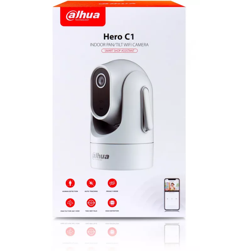 Câmara WLAN DAHUA H2C 2MP PT IR dome com áudio bidirecional