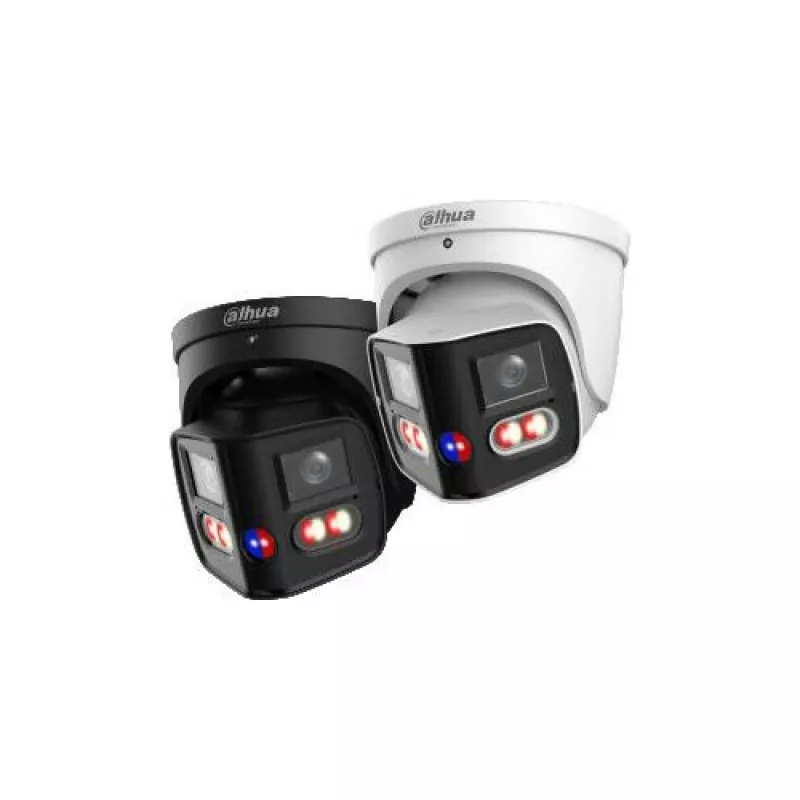 Câmara IP panorâmica Dahua IPC-PDW31259-A180-AS-PV-0280B TIOC Duo 5MP com ângulo de visão de 180°, Wi-Fi, dissuasão ativa, IP67
